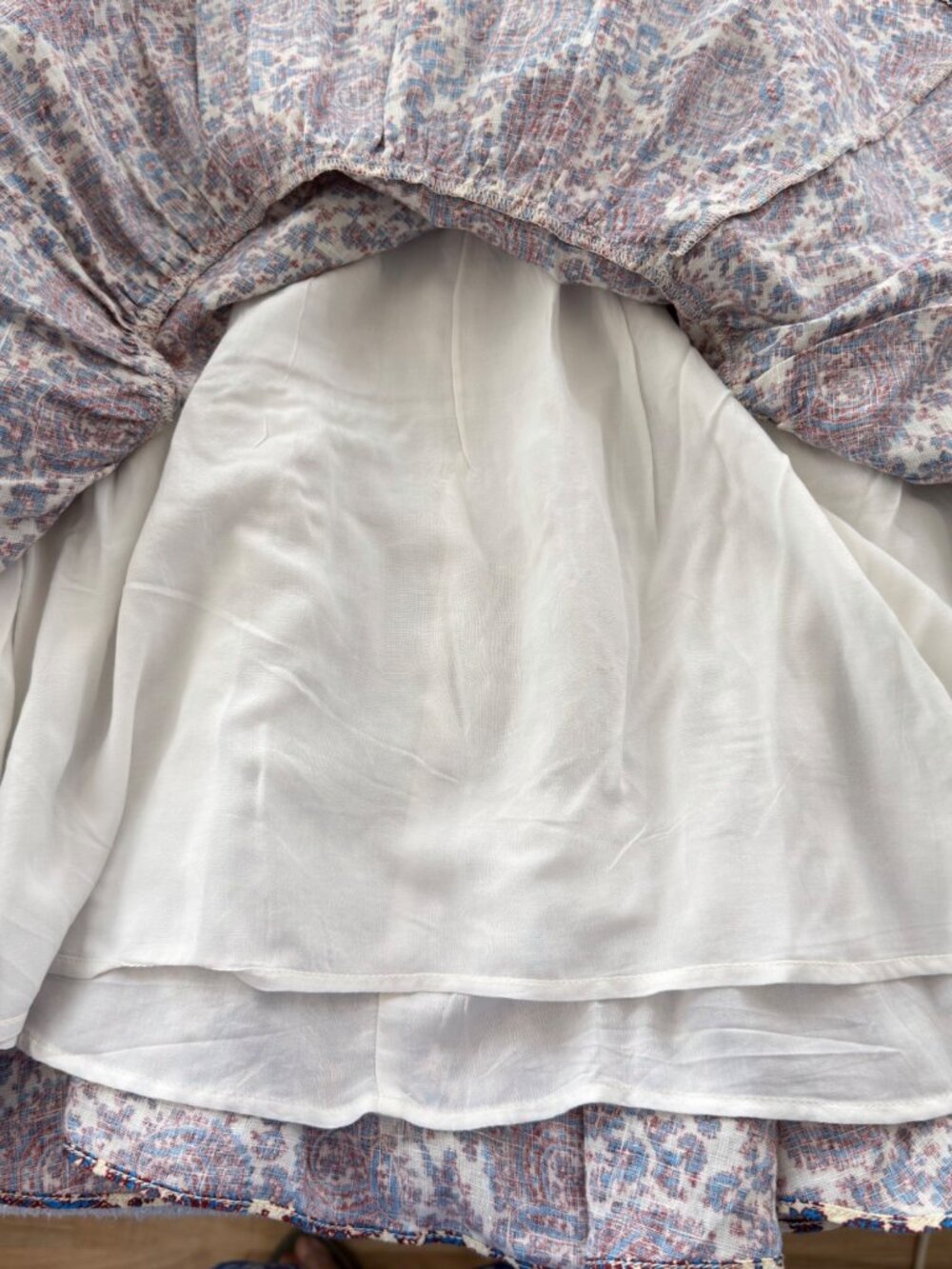 J.Crew NWOT Linen Paisley Mini Skirt Blue Ivory Boho Tiered Flowy Size XL - Picture 11 of 16